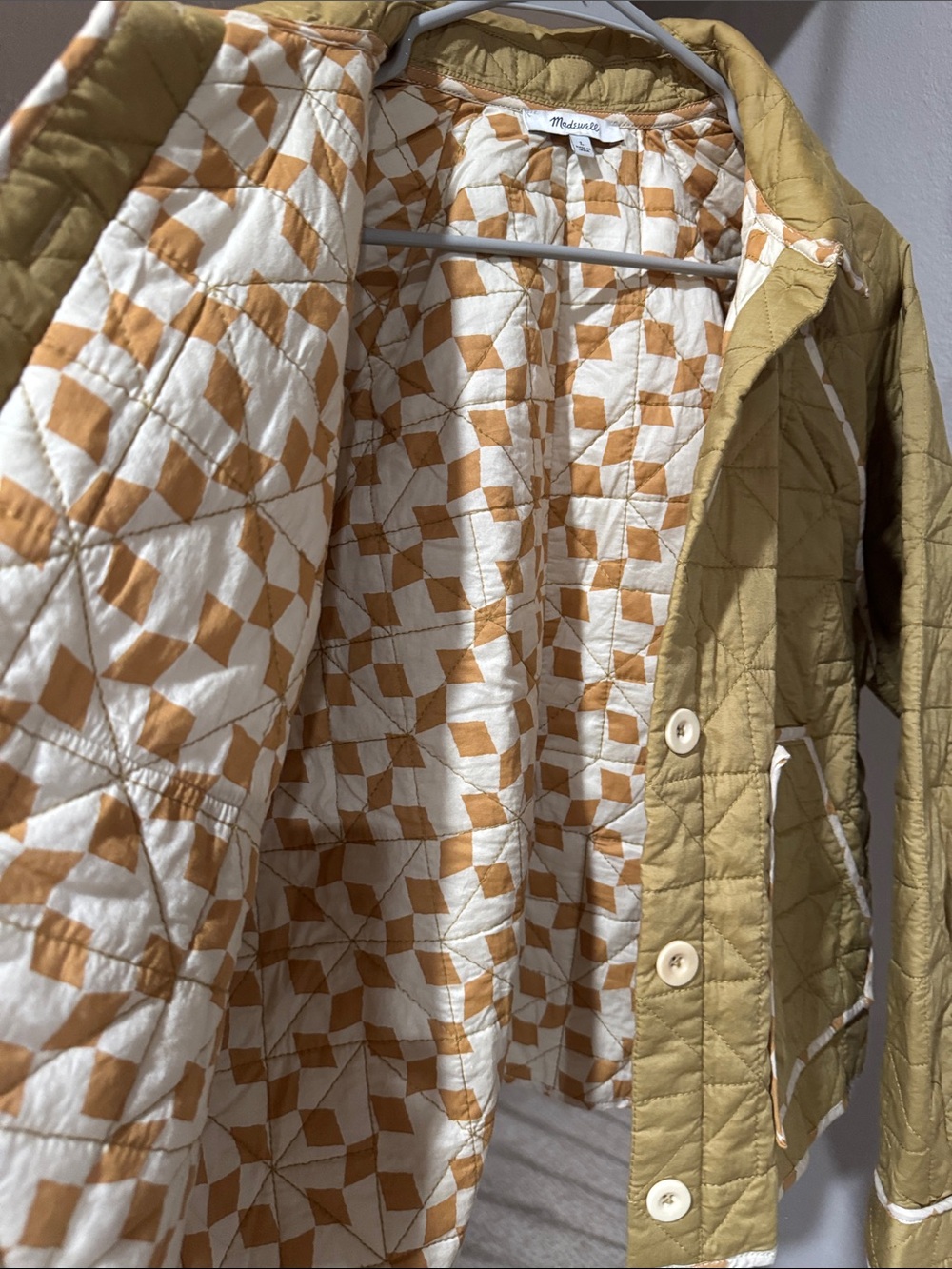 Madewell Quilted Mustard Green Lightweight Jacket - Picture 3 of 8